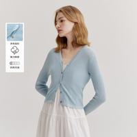 E·LAND 衣恋 E.LAND 衣恋V领针织开衫小清显瘦毛针织衫上衣女春秋款