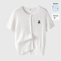 SPAO 小熊woodie时尚短袖针织衫女高级感绞花针织T恤W