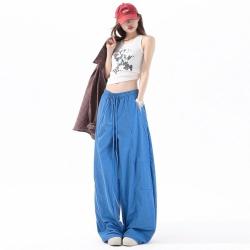 衣恋集团旗下夏季复古慵懒风宽松长裤弯刀阔腿拖地裤女式休闲裤