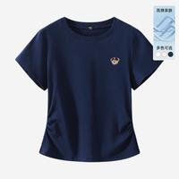 SPAO 短袖T恤女修身抽褶设计感高腰显瘦减龄短款T恤衫W