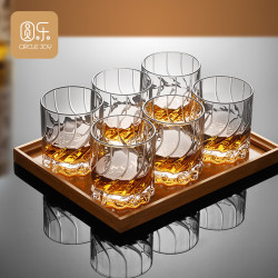 圆乐 玻璃威士忌酒杯 加厚欧式烈酒杯洋酒杯家用啤酒水杯玻璃杯 6只装