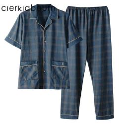 QITA 男士夏季短袖长裤家居服套装 690