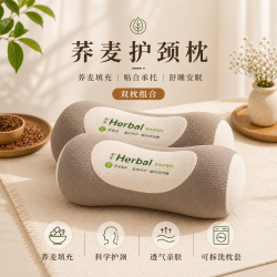 勋阳宇乐 草本荞麦立体护颈枕 咖色一对