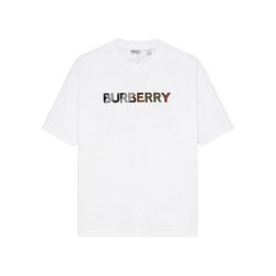 BURBERRY 男士棉质字母圆领短袖T恤