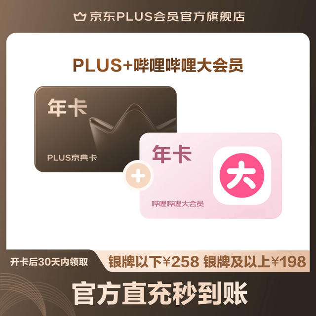 京东 PLUS+bilibili哔哩哔哩大会员联名年卡 官方直充