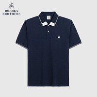 Brooks Brothers BrooksBrothers）男士夏拼接领口设计感休闲polo衫 藏青色-4004 M