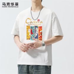 马克华菲 男士短袖T恤 纯棉宽松百搭
