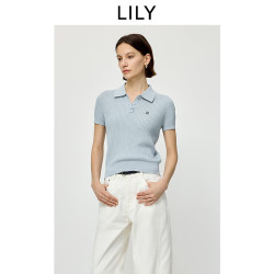LILY 女士简约POLO领针织衫 401