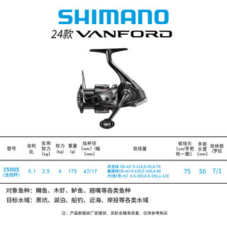 SHIMANO禧玛诺 24款VANFORD纺车轮 2500S 5.1速比