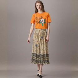 ZARA 时尚洋气细闪撞色印花宽松A字大摆半截裙