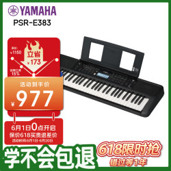 YAMAHA PSR-E383 儿童成年娱乐学习专业演奏教学力度键电子琴61键 E383标配