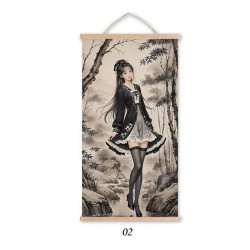 仕女图唐伯虎仿古真迹挂画卷轴搞笑恶搞兄弟朋友生日礼物装饰画 恶搞美女 02 30-60cm【实木挂画+配送挂钩