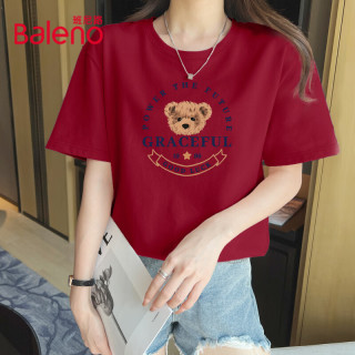 Baleno/班尼路 100%纯棉短袖T恤女 车厘子红 S