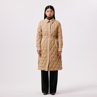 千仞岗 女士羽绒服 菱形格纹翻领收腰 驼色 M(160)