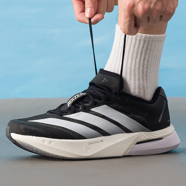 adidas 男鞋25新款秋季运动鞋Adizero Boston 13缓震耐磨轻便透气跑步鞋 JS4938