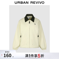 UR UR2026春季新款女装休闲撞色翻领刺绣拉链口袋外套UYY150115 米白 S