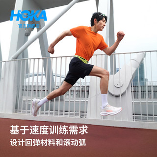 HOKA 马赫6竞训跑步鞋 云雾灰/亮橙红色 男款 44.5