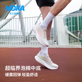 HOKA 马赫6竞训跑步鞋 云雾灰/亮橙红色 男款 44.5