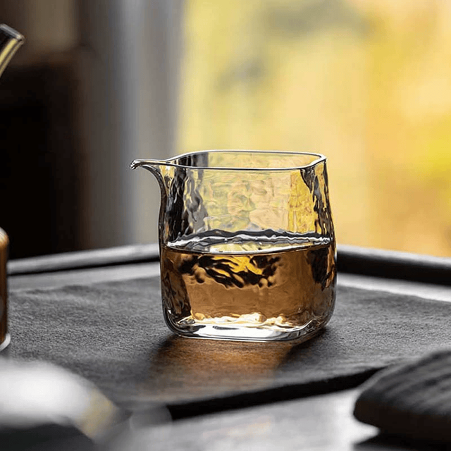 朗特乐 日式透明四方锤纹玻璃公道杯 300ml