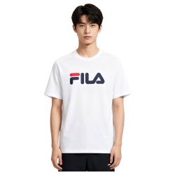 FILA 经典大LOGO印花休闲短袖T恤 白色 L