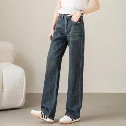 JSW//JEANS JSW JEANS 美式复古窄版牛仔裤女夏季款高腰时尚百搭简约休闲阔腿长裤