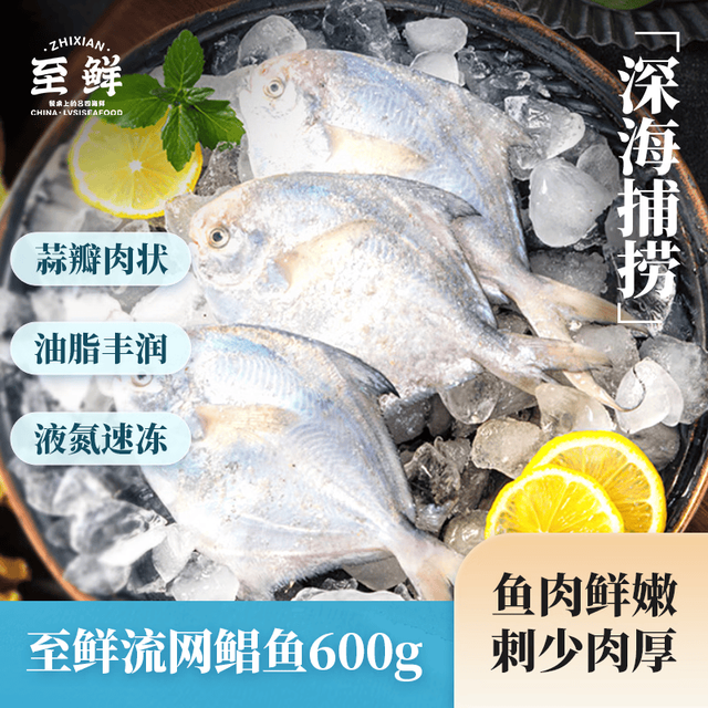 至鲜 吕四黄海鲳鱼 600g*8条