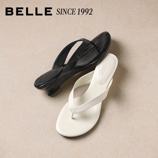BeLLE/百丽 夜梦巴黎羊皮夹趾人字拖鞋