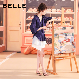 BeLLE/百丽 夜梦巴黎羊皮夹趾人字拖鞋