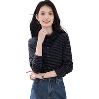 斯尔丽 半高领条纹长袖针织衫