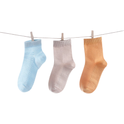 松山棉店 A类纯棉透气 短筒袜 白+2浅蓝+2深蓝 18-20cm