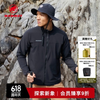 MAMMUT Comfort 男士户外徒步舒适轻便轻量防泼水软壳夹克外套 黑色 L
