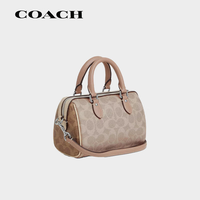 COACH 女士小号手提单肩斜挎包波士顿包PVC配皮CW330SVXCU