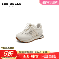 百丽 复古阿甘鞋女童春新商场同款撞色运动休闲鞋YT003A84 米色/金 30