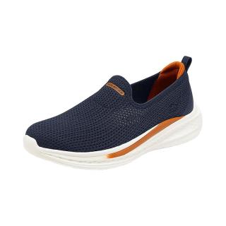 SKECHERS/斯凯奇 夏男一脚蹬透气网面健步鞋 厚底休闲运动鞋 海军蓝色 42