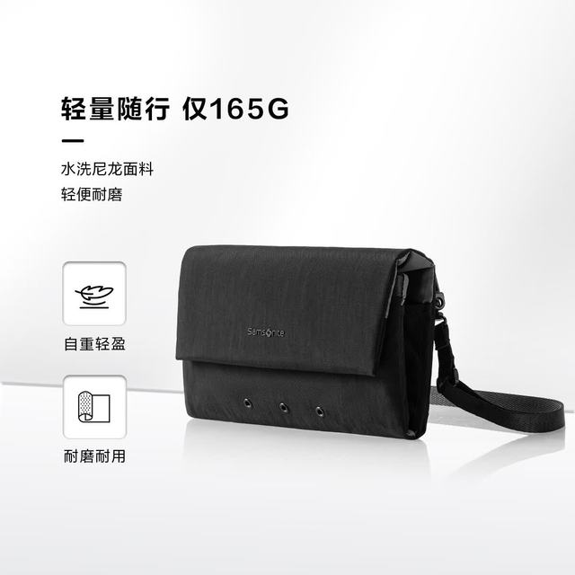 新秀丽 单肩斜挎包通勤休闲运动包男士胸包手机包骑行包黑色NX5*94003