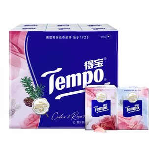 Tempo/得宝 雪松玫瑰香手帕纸 4层7张*12包