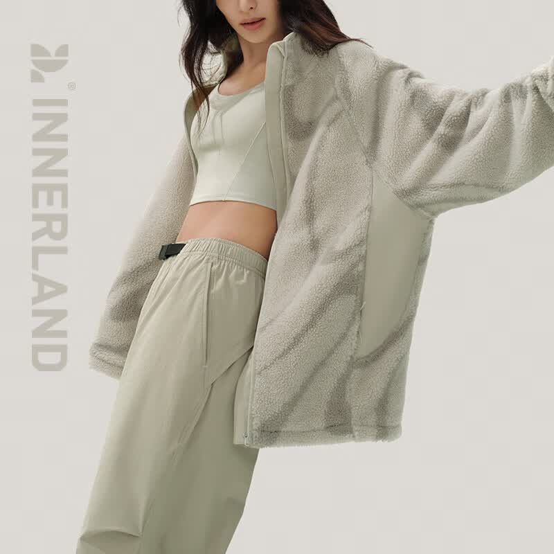 INNERLAND 羊羔摇粒绒保暖运动夹克 青蕨绿色 L