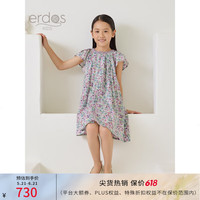 鄂尔多斯 ERDOS KIDS鄂尔多斯童装春夏liberty印花圆领飞袖女童连衣裙 玫瑰紫 90 90/52
