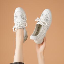 哈森 板鞋女德训鞋女厚底运动休闲鞋女网面鞋