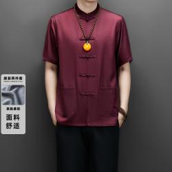 歌德克依 春夏款衬衫男短袖唐装衬衣男休闲裤男外套中式套装