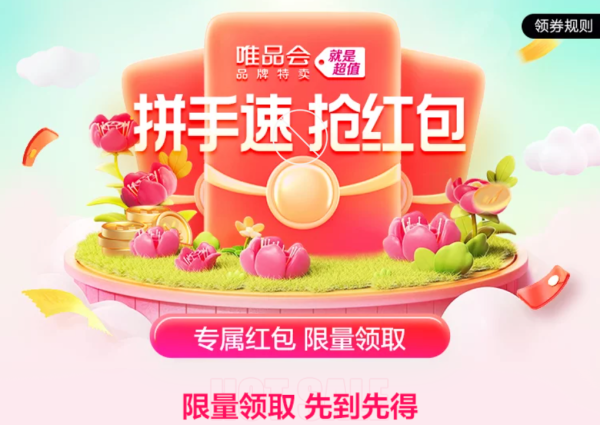 今日必买：唯品会 品牌特卖 专属满减福利券上线 领满199减10元全场等券