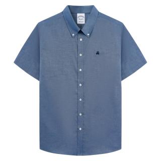 Brooks Brothers 牛津纺刺绣logo 男士短袖衬衫
