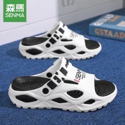 森馬 白黑 43码 防滑厚底踩屎感男士凉鞋