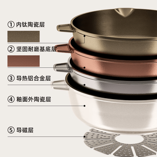 臻古朴 钛陶瓷煎锅 24cm 平底锅 不粘锅