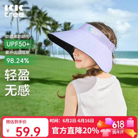 kk树 儿童帽子防紫外线卷卷帽大帽檐男女童吸汗空顶帽运动亲子