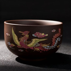 棠门 情侣家用复古紫砂变色凤凰杯