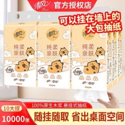 清风 卡皮巴拉挂抽250抽10提纯柔亲肤悬挂式抽纸实惠装面巾纸大包