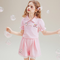 Hello Kitty 女童夏季套装2026新款新中式甜美T恤国风盘扣领中大童两件套