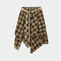 MOUSSY 2026夏季新品辣妹风复古撞色格纹不规则半裙028JSA31-1036