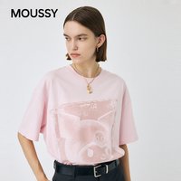 MOUSSY &酷洛米合作款 春季新品做旧印花短袖T恤010IAF01-5401